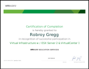 VMware VI3 Certificate.